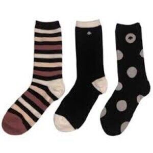 Kate Spade Striped Socks  black brown white logo socks Bundle